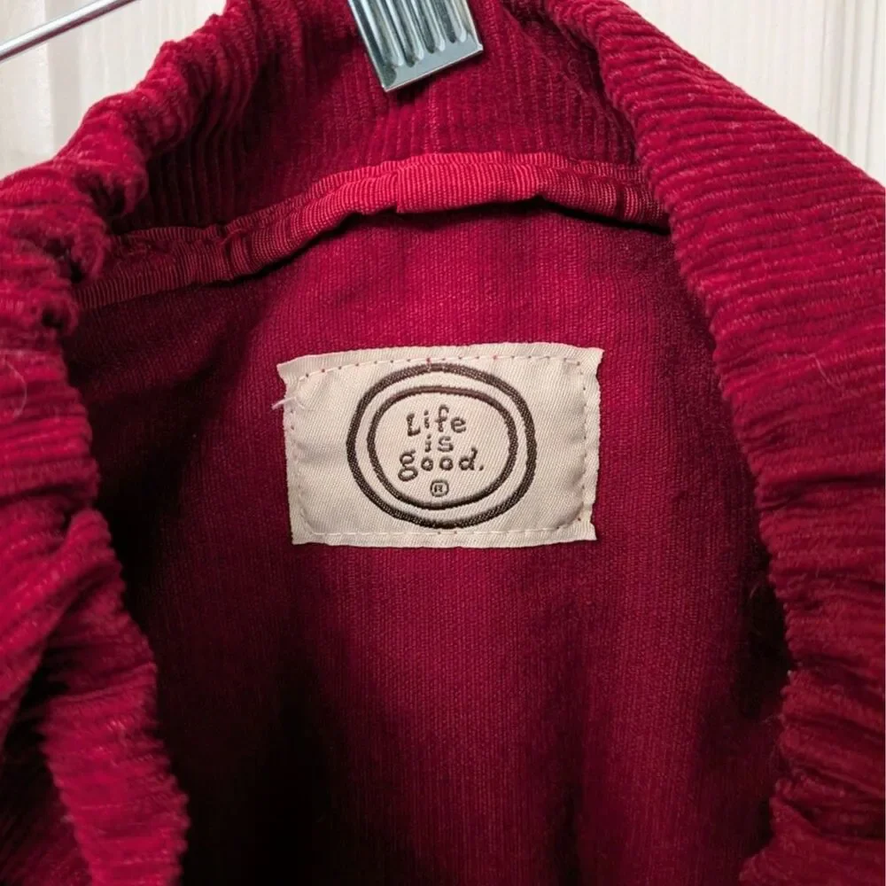 Life is Good Cinch Corduroy Red Backpack| Size 12 1/2” x 17”